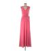 IEENA for Mac Duggal Cocktail Dress - A-Line V Neck Sleeveless: Pink Print Dresses - New - Women's Size 6