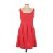 Nine West Casual Dress - A-Line Scoop Neck Sleeveless: Red Print Dresses - Women's Size 14