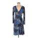 BCBGMAXAZRIA Casual Dress - Wrap: Blue Dresses - Women's Size Small