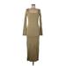 Collusion Casual Dress - Sweater Dress Square 3/4 Sleeve: Tan Print Dresses - Women's Size 8