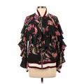 PatBO Jacket: Mid-Length Black Floral Jackets & Outerwear - Women's Size 2