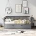 Twin Size Wooden Daybed with Trundle Bed, Sofa Bed for Bedroom Living Room, Suitable for Different Places, Gray