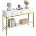 Console Table with 3 Drawers, Long 54.4" Entryway Table with Metal Frame