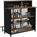 17 Stories Trucsville Bar w/ Wine Storage Metal in Black/Brown | 50.8 H x 47.24 W x 19.23 D in | Wayfair 4E224449C3314C39A8747B2758A8C545