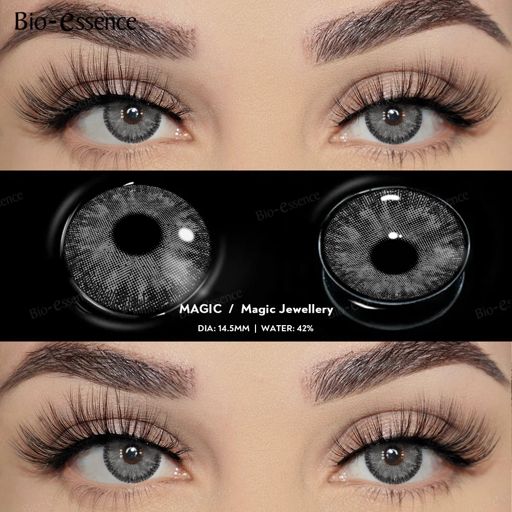 Bio-essence 1 Paar farbige Kontaktlinsen für Augen, braune Augenlinse, graue Kontaktlinsen, natürliche Augenkontaktlinsen Image