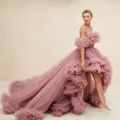 Robe de Soirée en Tulle pour Femme Tenue de Bal Longue à Volants Robes de Célébrités Séance Photo