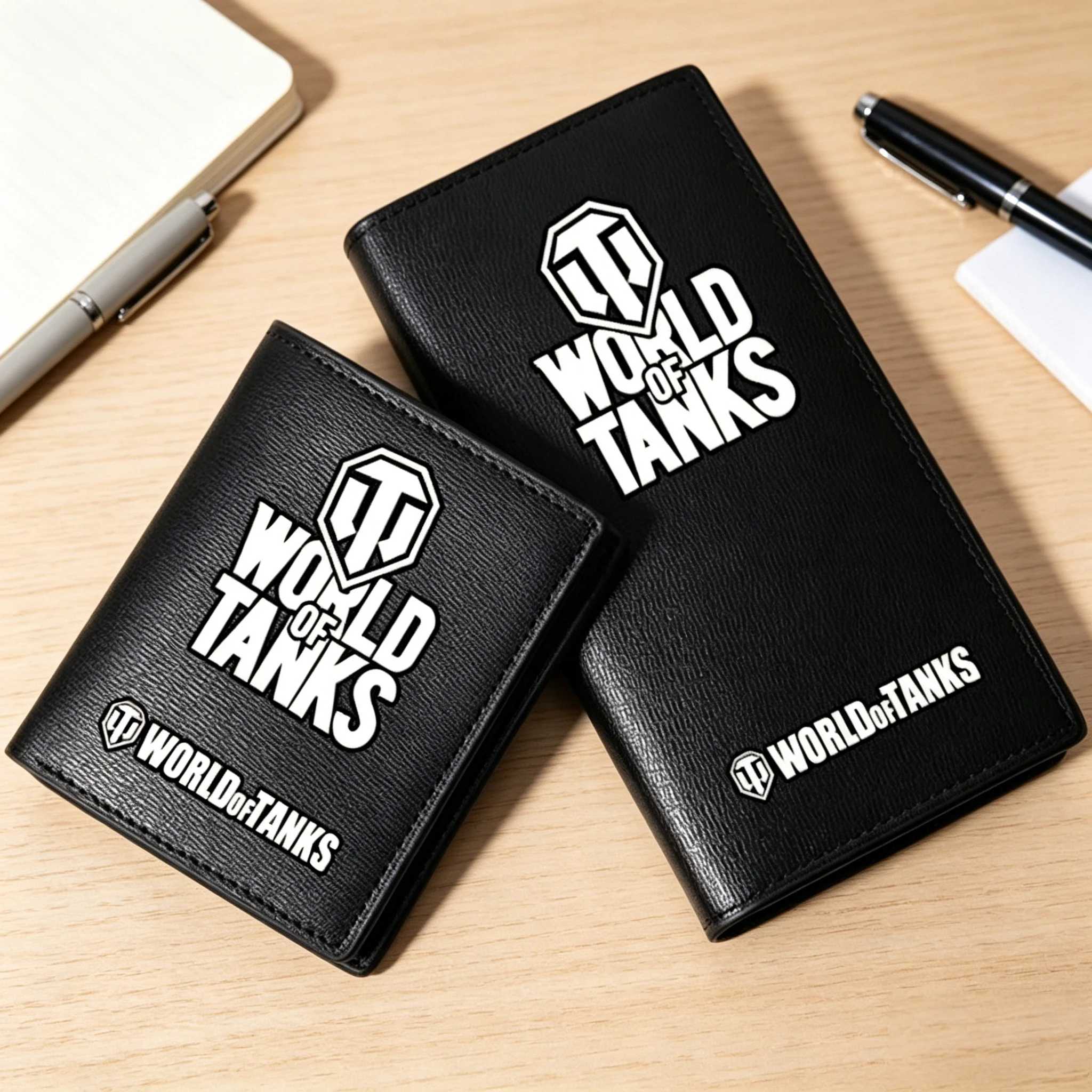 Spiel Welt der Tanks Druck Unisex Lange Brieftasche Pu Leder Männer Kurze Geldbörse Mode Passport ID Karte Halter Geld tasche Image