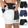 Short de course imprimé 2 en 1 pour homme short de performance entraînement de gym short