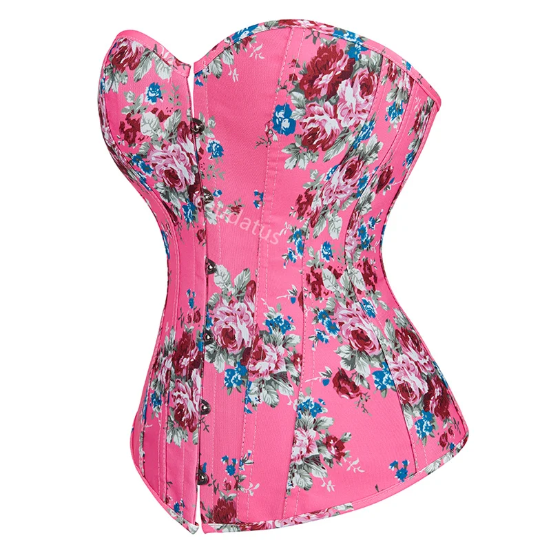 Korsett Top Bustier plus Größe Über brust Korsett Burlesque Blume schnüren sexy Dessous Kostüm Aufklärung Frauen Kleidung rosa