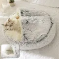 Lit d'hiver en peluche pour chat coussin rond panier de maison chaud sac de couchage niche 2 en