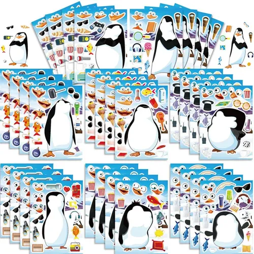 Niedliche Pinguin aufkleber für Kinder Cartoon Tier machen ein Gesicht Puzzle Aufkleber Kinder