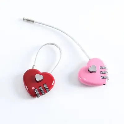 Mini cadenas en forme de cœur redimensionnable serrure à 3 chiffres petit cadenas de sécurité pour