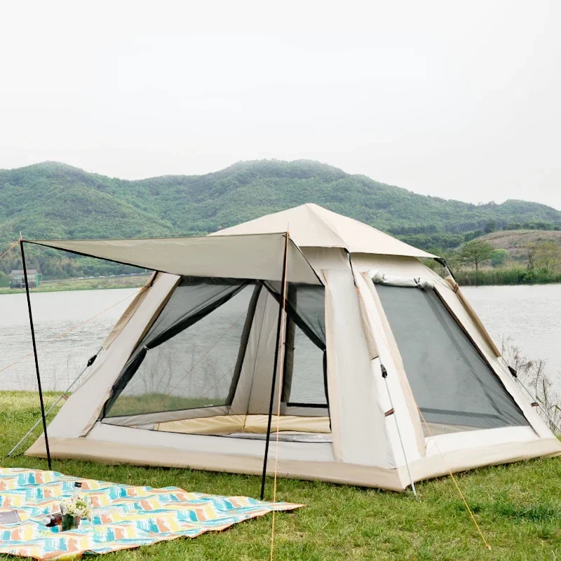 Automatisches Zelt 3-4 Personen wasserdichtes Camping zelt einfaches One-Touch-Zelt große Halle für Sonnenschutz, Reisen, Wandern