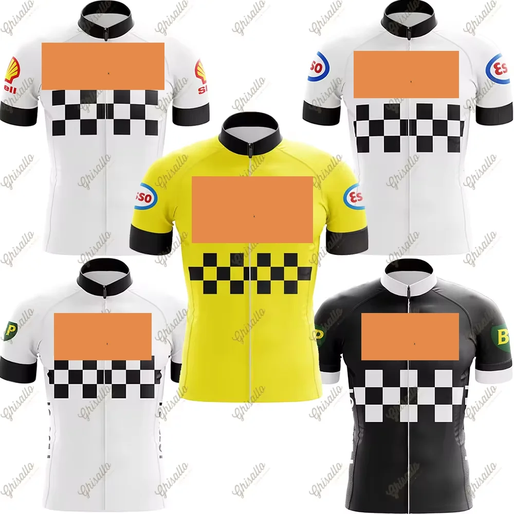 Maillot de cyclisme rétro pour hommes, vêtements de vélo de course d'équipe à manches courtes, haut de sport de plein air, vêtements de vélo vtt, personnalisé