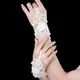 Elegante Perlen Spitze kurze Braut handschuhe finger lose Hochzeits handschuhe weiß Elfenbein
