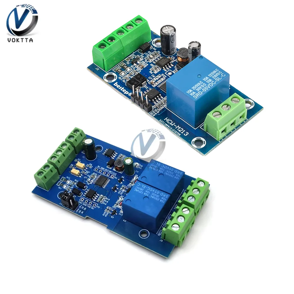 Modbus RTU DC 7–24 V 1/2 Kanal Relaismodul Schalter Modbus Relaisausgang 12 V Schalter Eingang RS485/TTL Kommunikationsschnittstelle Image