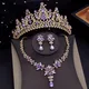 Gorgeous Purple Crown Bridal Jewelry Sets for Women Tiaras Necklace Earring Wedding Choker Set Bride