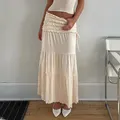 Lygens Solid High Waist Stretchy Ruched Long Midi Skirt New Fashion 2024 Summer Streetwear Wholesale
