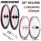 ROCKBAO 20inch Folding Bicycle Wheelset Disc Brake Rim 40mm Aluminum Alloy 2/4Bearings 7-11Speed