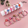 12pcs Cartoon Wooden Beads Bracelet for Kids Girl Birthday Party Favors Baby Shower Jewelry Gift
