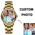 Luxury Golden Custom Design Photo Men Women Watch Water Resistant Family Picture Custom Souvenir