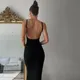 Women Cutout Backless Dress Sexy Sleeveless Split Cocktail Dresses Bodycon Spaghetti Strap Long