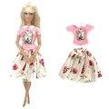 NK Official 1 Pcs Dress Pink Fashion Shirt + White Flower Pattern Skirt for Barbie Blyth 1/6 FR SD