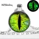 Glow in the Dark Pendant green eye necklace Dragon eye Necklace art photo glass cabochon necklace