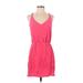 Amanda Uprichard Casual Dress - Mini V-Neck Sleeveless: Pink Print Dresses - Women's Size Small