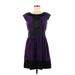 DKNY Casual Dress - A-Line: Purple Color Block Dresses - Women's Size 6