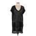 Calvin Klein Short Sleeve Top Black Stripes V Neck Tops - Women's Size Large