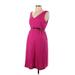 Motherhood Casual Dress - A-Line V-Neck Sleeveless: Pink Solid Dresses - Women's Size Small Maternity