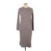 Wild Fable Casual Dress - Midi Crew Neck 3/4 Sleeve: Gray Print Dresses - Women's Size X-Large