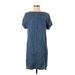 Halogen Casual Dress - Shift High Neck Short sleeves: Blue Solid Dresses - Women's Size Small