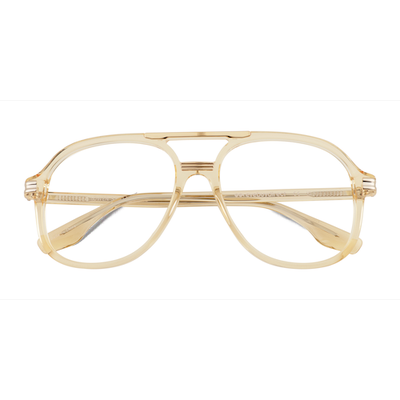 Unisex s aviator Clear Yellow Acetate,Metal Prescr...