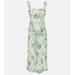 Pleated Floral-print Smocked Crepon Midi Dress