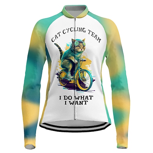 Damen Radtrikot Grafik Langarm Fahhrad Trikot Oberteil mit 3 Gesäßtaschen Mountainbike MTB Straßenradsport Schnelltrocknend Reflektierende Streifen Rückentasche Feuchtigkeitsableitend Sport Violett Image