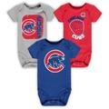 Baby-Body-Set „Chicago Cubs Change Up“ im 3er-Pack, Königsblau/Rot/Grau meliert