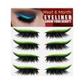 Eyeliner Stickers with Eyelashes - Reusable Shiny Self-Adhesive Eyeliner and Eyelash Stickers Naturally Waterproof 4 Pairs of Reusable Eyeliner and Eyelash Stickers Easy to Wear (Green)