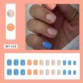 JAAAAAAA Short Square Contrasting Small Floral Color-blocked Fashionable White Sweet European And American Style Fake Nails Finished Product 10ml Suitable for Daily Makeup Use