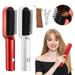 LNKOO 2-in-1 Ionic Hair Straightener Brush - Enhanced Ionic Straightening Brush with Anti Scald Feature&Auto-Off for Frizz-Free Silky Hair Anti-Scald & Auto-Off Safe & Easy to Use