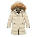 HBYJLZYG Hoodies Puffer Padded Jacket Furry Collar Windproof Coat Kids Girls Boys Winter Warm Thick Hooded Down Coat Thicken Coat Winter Overcoat