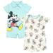 Disney Mickey Mouse Newborn Baby Boys 2 Pack Rompers Blue / White Big Pose 0-3 Months