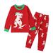 Quealent Boys Pajamas Male Big Kid Toddler Boys Pajamas Short Sleeve Cartoon Dinosaur Pants Kids Sleepwear Boys Tops Toddler Baby Foot (Red 1-2 Years)