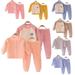 KYAIGUO Infant Baby Thermal Underwear Pajamas Outfits Girls Boys Soft Breathable Cotton Fall Winter Fleece Cardigan and Long Pants Sleepwear 2-Piece Set 3M -24M