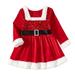 Quealent Girls Dress Female Big Kid Girls Dresses Age 7 Toddler Girls Long Sleeve Christmas Sequin Dress Dress Girls Dress (Red 4-5 Years)