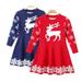 AJZIOJIRO 2-7Y Girls Christmas Knit Sweater Dress for Toddler Kids Snowflake Crew Neck Long Sleeve Reindeer Onesies Sweater Shirt
