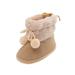 Baby Girls Boys Snow Warm Boots Infant Soft Sole Non-Slip Winter Booties with Plush Balls Newborn Slip On Shoes for 0-18 Months