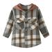 Kids Toddler Baby Unisex Autumn Winter Plaid Long Sleeve Hooded Shirt Coat Jacket Clothes For 2-3 Years