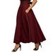 Homenesgenics Spring Dresses for Women Holiday A-Line Maxi Flared Dress Fashion Casual Solid Color Bandage High Waist Skirt/Red-Cyberè·¯Monday Deals Clearance